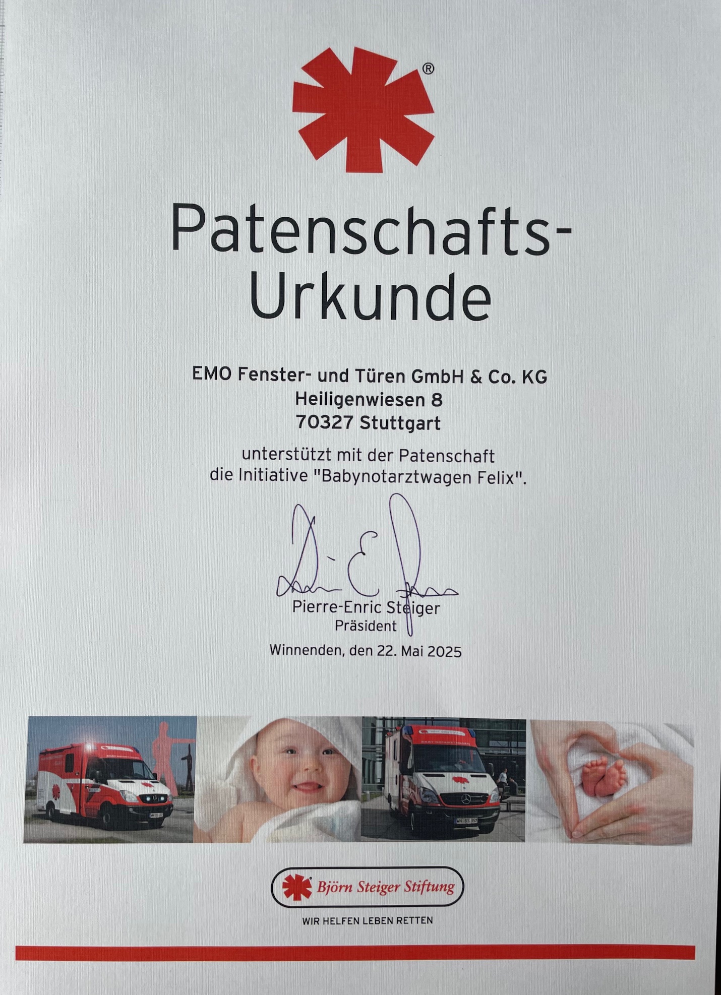 Patenschafts-Urkunde